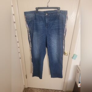 Cenia Convi Jeans NWT Med Wash Leopard Details Womens Size 24W